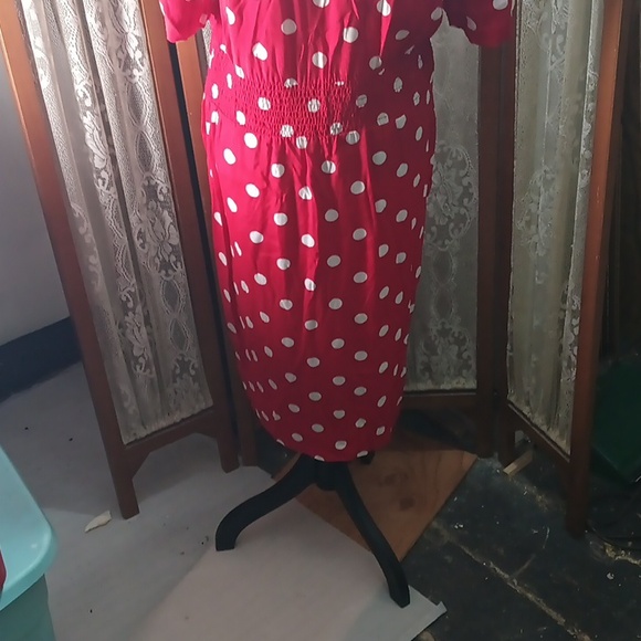 Karin Stevens Red Dress with White Polka Dot Accents - Picture 5 of 5